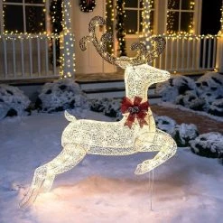 Joiedomi 5ft Fabric White Jumping Reindeer Buck -Outdoor Christmas Decorations Sales GUEST c8df4134 eafd 4dfa 8b50 e445d48e51ec