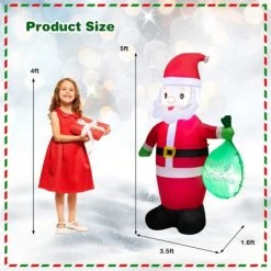 Tangkula 5FT Christmas Inflatable Santa Claus Blow up Yard Decoration w/ Built-in LED Lights & Powerful Air Fan Self-inflatable Christmas Santa Claus -Outdoor Christmas Decorations Sales GUEST c9311308 d18b 441d bcf4 6dc82bccfa50