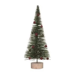 Transpac Artificial 14.17 in. Green Christmas Bottle Brush Tree with Ornaments