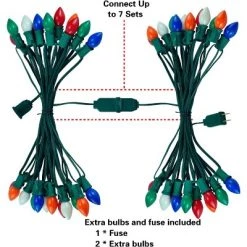 Joiedomi 25 Multicolor C7 Incandescent Lights with 2 Spare Bulbs, 25ft