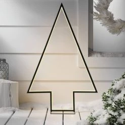 Front Page 25 36" LED Black Metal Neon Style Tree with Stand Christmas Novelty Silhouette Light Warm White - Wondershop™