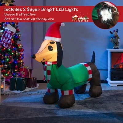 Tangkula 4FT Long Christmas Inflatable Dachshund Dog Blow Up Wiener Dog Decoration w/ Bright LED Lights Stakes & Ropes Lighted Xmas Holiday Decor 7 Tangkula 4FT Long Christmas Inflatable Dachshund Dog Blow Up Wiener Dog Decoration w/ Bright LED Lights Stakes & Ropes Lighted Xmas Holiday Decor - Image 5