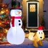 Tangkula 6 FT Inflatable Snowman with Cute Dog Christmas Blow up Snowman and Dog with Bright Built-in LED Lights Inflatable Snowman for Christmas