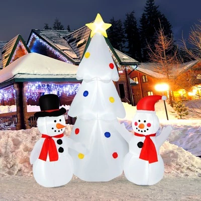 Tangkula 6Ft Christmas Inflatable Tree with Snowman Outdoor Inflatable Xmas White Tree Decorations with Built-in Bright Lights 5 Tangkula 6Ft Christmas Inflatable Tree with Snowman Outdoor Inflatable Xmas White Tree Decorations with Built-in Bright Lights - Image 3