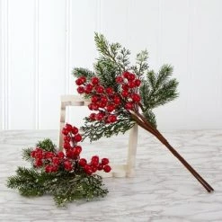 Nearly Natural 20-in Iced Pine and Berries Artificial Plant (Set of 4) -Outdoor Christmas Decorations Sales GUEST d46f13c0 cf24 472d 99f0 f9c8a9f92da9