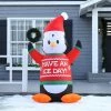 HOMCOM 6ft Christmas Inflatable Penguin Wearing Christmas Sweater, Outdoor Blow-Up Yard Decoration with LED Lights Display