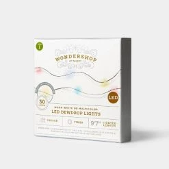 30ct Battery Operated LED Christmas Dewdrop Fairy String Lights Multicolor & Warm White with Green Wire - Wondershop™