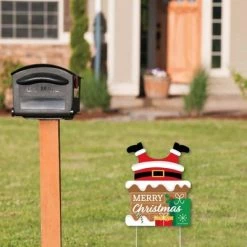 Big Dot of Happiness Santa Claus Stuck in Chimney - Outdoor Lawn Sign - Funny Christmas Yard Sign - 1 Piece