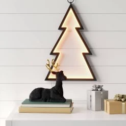 17" LED Black Metal Neon Style Tree Christmas Novelty Silhouette Light Warm White - Wondershop™