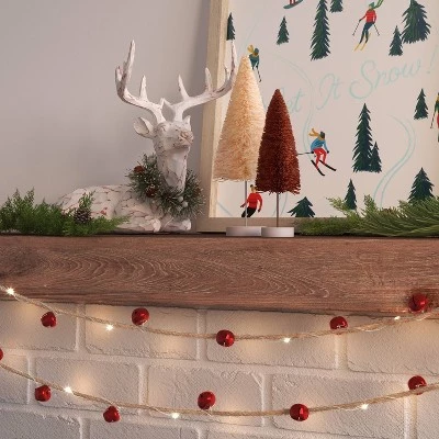 30ct LED Battery Operated Red Bell Dewdrop Christmas Novelty String Lights Warm White Jute Wrapped Wire - Wondershop™ 3 30ct LED Battery Operated Red Bell Dewdrop Christmas Novelty String Lights Warm White Jute Wrapped Wire - Wondershop™