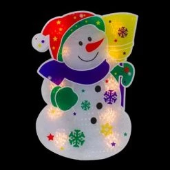 Northlight 12.5" Lighted White Snowman Christmas Window Silhouette Decor