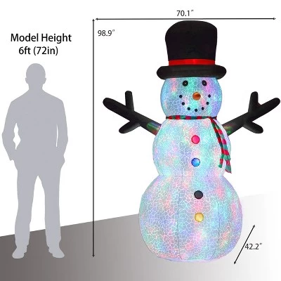LuxenHome 8Ft Snowman Inflatable with Multi-Color Disco LED Lights 4 LuxenHome 8Ft Snowman Inflatable with Multi-Color Disco LED Lights - Image 2