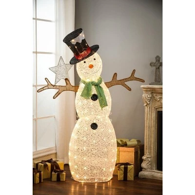 LuxenHome 5-Ft Snowman Star Lighted LED Indoor Outdoor Holiday Decoration 5 LuxenHome 5-Ft Snowman Star Lighted LED Indoor Outdoor Holiday Decoration - Image 3