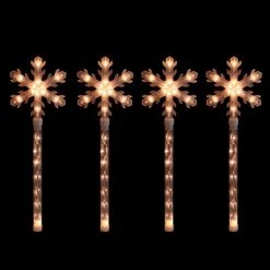 Northlight 4ct Snowflakes Christmas Pathway Marker with Lawn Stakes - Clear Lights