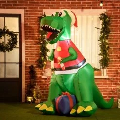 HOMCOM 6' Christmas Inflatables Dinosaur with Hat, Outdoor Blow Up Yard Decoration with Build-in LED for Party 8 HOMCOM 6' Christmas Inflatables Dinosaur with Hat, Outdoor Blow Up Yard Decoration with Build-in LED for Party -Outdoor Christmas Decorations Sales GUEST e174e994 3191 407e 8444 12af32be491f
