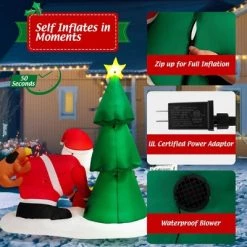 Costway 7FT Blowup Christmas Tree with Santa Claus Chased by Dog Inflatable Decoration -Outdoor Christmas Decorations Sales GUEST e17df4c8 cb30 4196 a31a bfd020a919a7