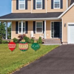 Big Dot of Happiness Ornaments - Outdoor Lawn Sign Decorations with Stakes - Holiday and Christmas Party Yard Display - 3 Pieces