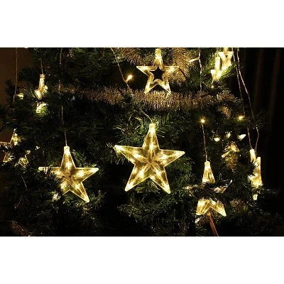 Joiedomi 138 LED 12 Stars Window Curtain Fairy String Lights Remote Control (Warm White), 2 Pack 6 Joiedomi 138 LED 12 Stars Window Curtain Fairy String Lights Remote Control (Warm White), 2 Pack - Image 4