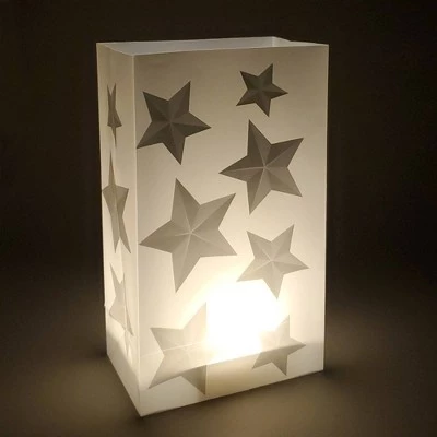 6ct LumaBase Silver Stars LED Battery Operated Luminaria Kit with Timer 3 6ct LumaBase Silver Stars LED Battery Operated Luminaria Kit with Timer