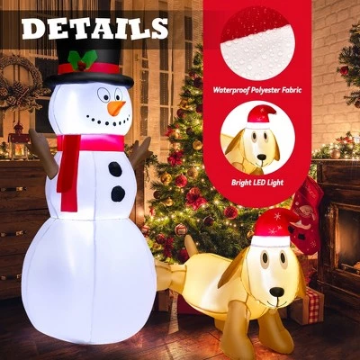 Costway 6 FT Tall Inflatable Snowman and Dog Set Christmas Decoration w/ LED Lights 9 Costway 6 FT Tall Inflatable Snowman and Dog Set Christmas Decoration w/ LED Lights - Image 7