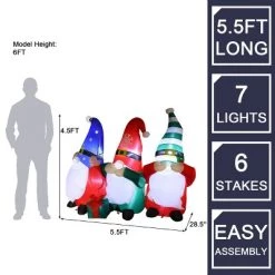LuxenHome 6Ft L Gnome Elf Trio Outdoor Holiday Inflatable with LED lights 20 LuxenHome 6Ft L Gnome Elf Trio Outdoor Holiday Inflatable with LED lights -Outdoor Christmas Decorations Sales GUEST e8c094d3 4820 4cde b22e 3a0377f75a02
