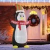 HOMCOM 8ft Christmas Inflatable Penguin with Merry Christmas Banner, Outdoor Blow-Up Yard Decoration with LED Lights Display