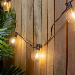 Northlight 10ct Warm White LED G50 Globe Patio Lights, 10ft Black Wire