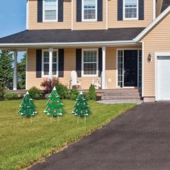 Big Dot of Happiness Snowy Christmas Trees - Outdoor Lawn Sign Decorations with Stakes - Classic Holiday Party Yard Display - 3 Pieces