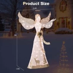 Costway 5 FT Pre-Lit Christmas Angel 3D Glittered Decoration with Halo Bow & 100 Lights -Outdoor Christmas Decorations Sales GUEST ed297f37 9bb6 4cc4 8a74 12bddc5dd0d4
