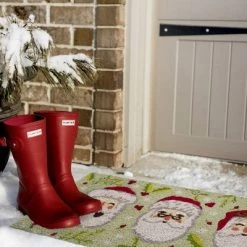 tagltd 1'6"x3'3" Merry Santa Christmas Doormat Xmas Holiday Holly Mistletoe Estate Christmas Coir Doormat
