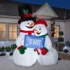 Gemmy Christmas Airblown Inflatable Mixed Media Snow Couple Giant, 10 ft Tall, Multicolored