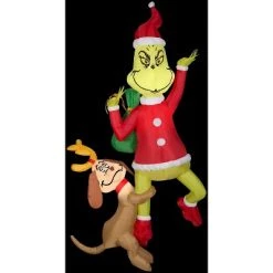 The Grinch Grinch Christmas Airblown Inflatable Hanging w/Max Grinch, 6 ft Tall, Multicolored