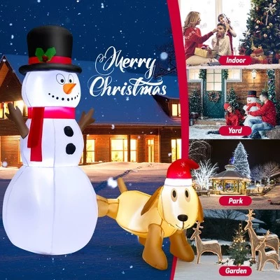 Costway 6 FT Tall Inflatable Snowman and Dog Set Christmas Decoration w/ LED Lights 7 Costway 6 FT Tall Inflatable Snowman and Dog Set Christmas Decoration w/ LED Lights - Image 5