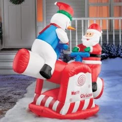 Collections Etc. Collections Etc Snowman and Santa Claus Teeter Totter Lawn Inflatable 48 X 26 X 48 -Outdoor Christmas Decorations Sales GUEST f27fbe3b 1594 435f 9bc3 493dbce9aeec