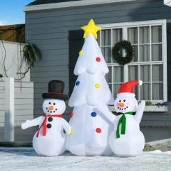 HOMCOM 6ft Christmas Inflatable Snowmen with Christmas Tree, Outdoor Blow-Up Yard Decoration with LED Lights Display -Outdoor Christmas Decorations Sales GUEST f3497018 7d1d 4b69 ba31 9d382a25c2d8