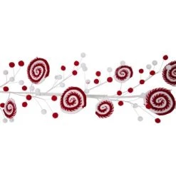 Northlight 30" Candy Cane Swirls and Pom Poms Christmas Garland -Outdoor Christmas Decorations Sales GUEST f40d770e 1c6c 4288 a809 a04ce7fd6dd2
