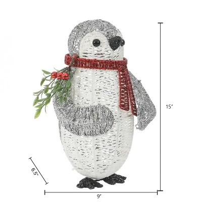 LuxenHome Gray and White Penguin Lighted LED Indoor Outdoor Holiday Decoration 9 LuxenHome Gray and White Penguin Lighted LED Indoor Outdoor Holiday Decoration - Image 7