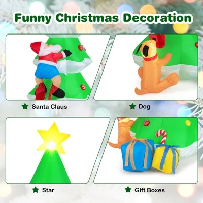 Tangkula 7FT Inflatable Santa Claus Climbing Christmas Tree Chased by Dogs Lighted Blowup Decoration Tree with Ground Stakes & Sandbags 8 Tangkula 7FT Inflatable Santa Claus Climbing Christmas Tree Chased by Dogs Lighted Blowup Decoration Tree with Ground Stakes & Sandbags - Image 6