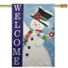 Northlight Blue and White Happy Snowman Welcome Outdoor House Flag 28" x 40" -Outdoor Christmas Decorations Sales GUEST f7e7b16b adbe 4c94 a733 92ecb56dd84a
