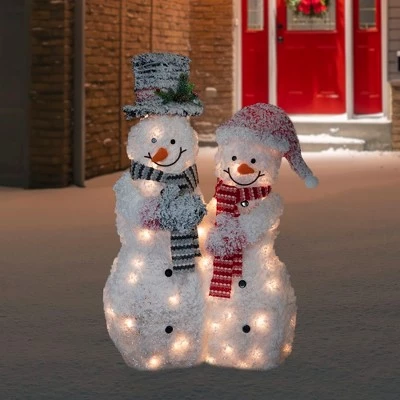 Northlight 39" Lighted Snowy Tinsel Snowman Couple Outdoor Christmas Decoration 3 Northlight 39" Lighted Snowy Tinsel Snowman Couple Outdoor Christmas Decoration