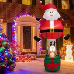 Tangkula 8FT Tall Christmas Inflatable Hot Air Balloon Blow Up Santa Claus On Balloon with Reindeer Xmas Inflatable Decoration with Bright LED Lights -Outdoor Christmas Decorations Sales GUEST f9bad722 a7fa 4a1e b366 fa082b6d5066