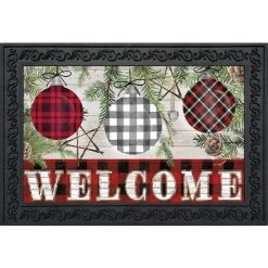 Briarwood Lane Patterned Ornaments Christmas Doormat Welcome Chec