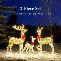 Front Page 30 Best Choice Products 3-Piece Lighted Christmas Deer Set Outdoor Yard Decoration with 360 LED Lights, Stakes