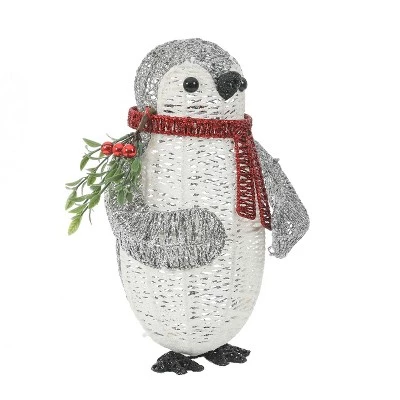 LuxenHome Gray and White Penguin Lighted LED Indoor Outdoor Holiday Decoration 5 LuxenHome Gray and White Penguin Lighted LED Indoor Outdoor Holiday Decoration - Image 3