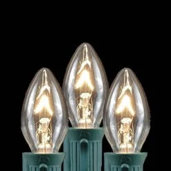 Novelty Lights Inc Novelty Lights 25 Feet C7 Christmas String Light Set, Vintage Holiday Hanging Light Set, Green Wire