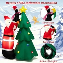 Costway 6 FT Inflatable Christmas Tree & Santa Claus w/ LEDs & Air Blower -Outdoor Christmas Decorations Sales GUEST ffd3dda0 bb0d 41ea 802a 1f97979c3692